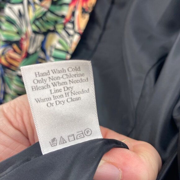 Coldwater Creek Jacket Womens 10 Green Multi Floral Pockets Ruched 3/4 Sleeves - Picture 7 of 10